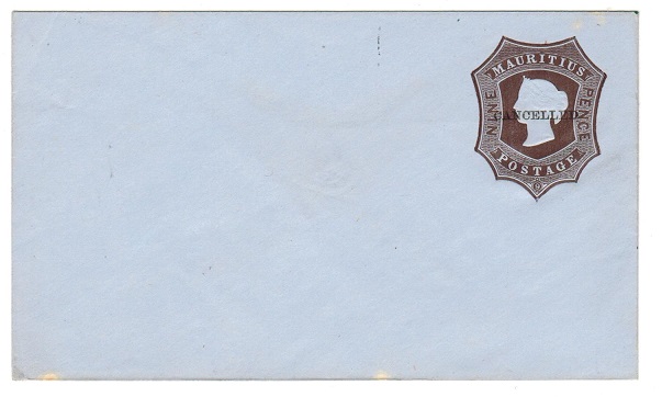 MAURITIUS - 1862 9d dark brown on bluish PSE unused handstamped CANCELLED.  