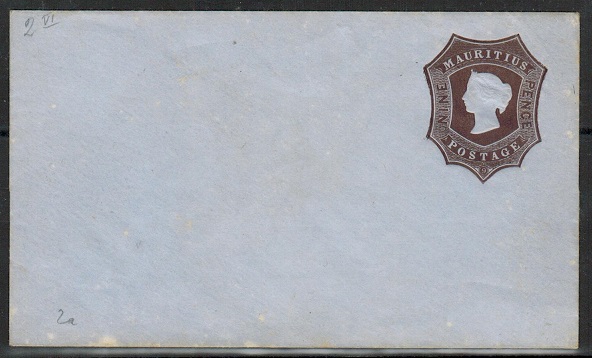 MAURITIUS - 1862 9d dark brown on bluish PSE unused with TYPE 1 embossing.  H&G 2.