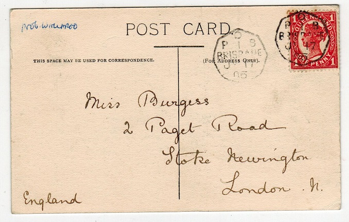 QUEENSLAND - 1905 1d rate postcard with 