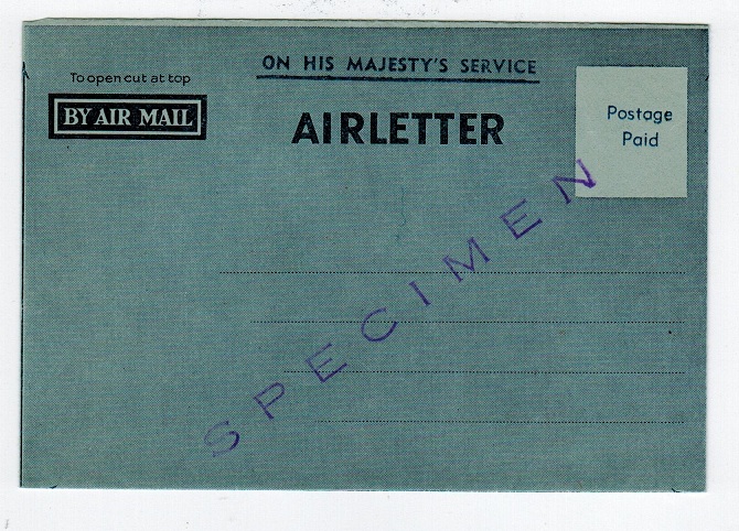AUSTRALIA - 1952 OHMS postal stationery air letter SPECIMEN.  H&G DFG3S.