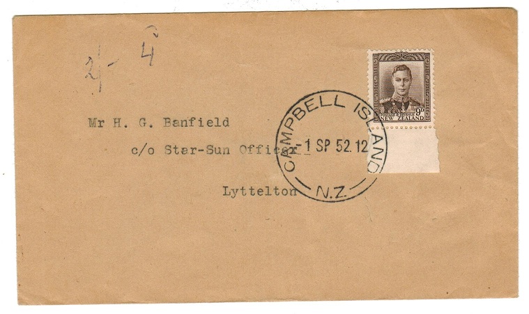 NEW ZEALAND - 1952 local cover from CAMPBELL ISLAND.