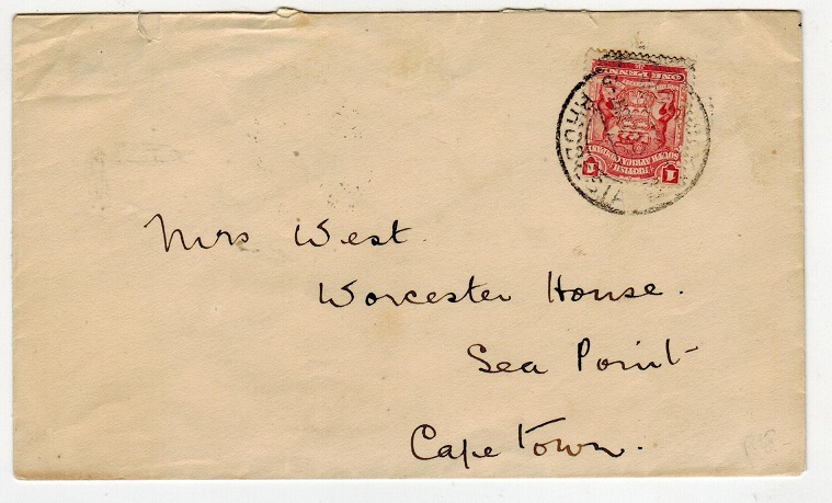 RHODESIA - 1903 1d rate cover to Cape Town used at BULAWAYO.