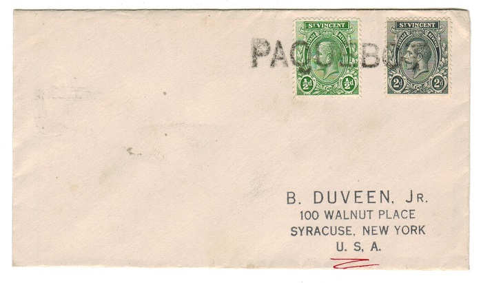 ST.VINCENT - 1934 PAQUEBOT cover to USA.