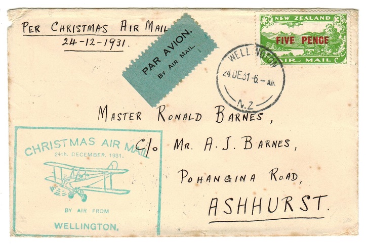 NEW ZEALAND - 1931 local first flight cover.