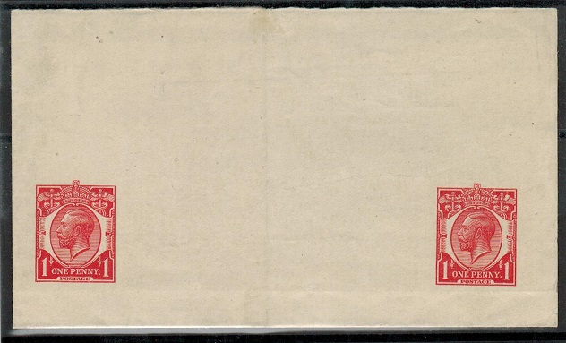 GREAT BRITAIN - 1912 1d PLATE PROOF pair impressions from postal stationery wrapper. 