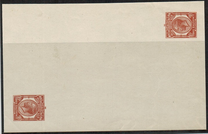 GREAT BRITAIN - 1912 1 1/2d brown (tete beche) PLATE PROOF impressions from stationery wrapper.