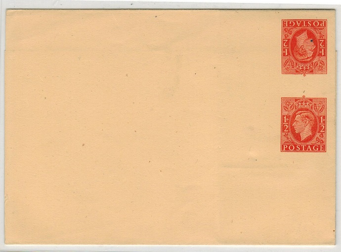 GREAT BRITAIN - 1937 1/2d orange (tete beche) PROOF impressions from stationery postcards.