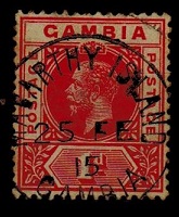 GAMBIA - 1912 1d red struck by central MACARTHY ISLAND cds dated 25.FE.15.