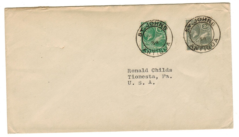 ANTIGUA - 1934 2 1/2d rate cover to USA.
