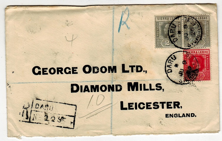 SIERRA LEONE - 1926 registered cover to UK used at DARU.