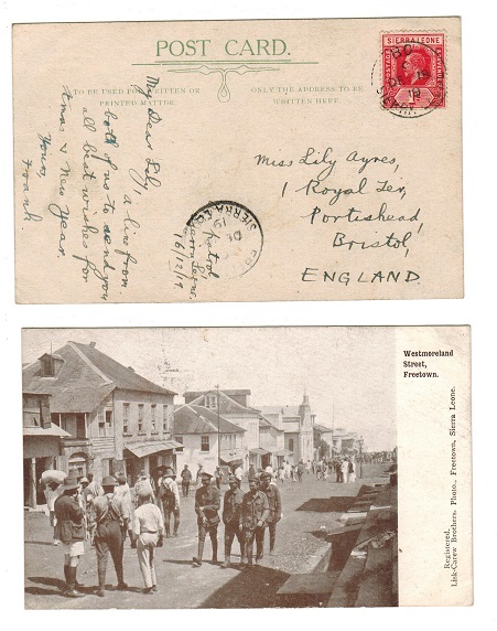 SIERRA LEONE - 1919 1d rate postcard use to UK from BO.