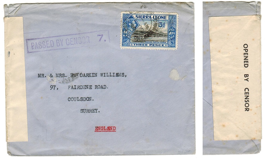 SIERRA LEONE - 1940 censor cover to UK.