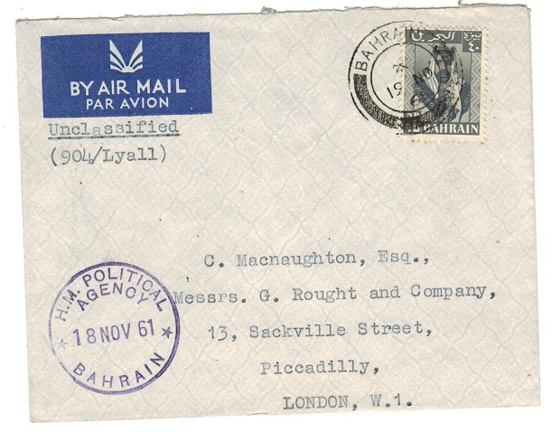 BAHRAIN - 1961 H.M.POLITICAL AGENCY cover to UK.