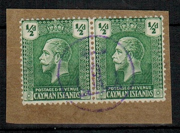 CAYMAN ISLANDS - 1921 1/2d green pair (SG 70) with 
