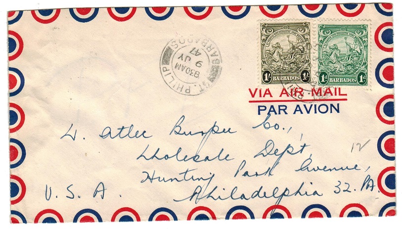 BARBADOS - 1947 1/1d rate cover to USA used at ST.PHILIP.