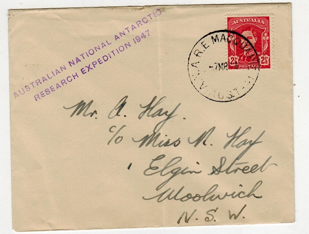 AUSTRALIA - 1948 A.N.A.R.E.MACQUARIE research expedition cover to New South Wales.