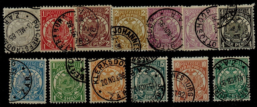 TRANSVAAL - 1885 series to 5 (reprints/possible fake cancels) SG 175-187.