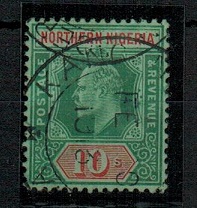 NORTHERN NIGERIA - 1911 10/- green and red cancelled KANO.  SG 39.