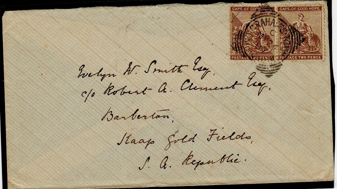 GRIQUALAND WEST - 1887 cover to 