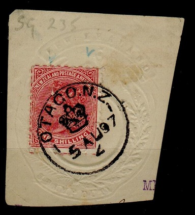 NEW ZEALAND - 1895 1/- officially used with crowned OTAGO cancel.
