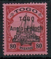 TOGO - 1914 80pfg black and carmine on rose in fine mint condition.  SG H9.
