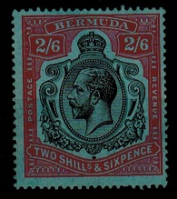 BERMUDA - 1927 2/6d black and red on blue 