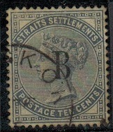 MALAYA - 1883 10c slate overprinted 