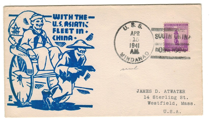 HONG KONG - 1941 illustrated US fleet envelope to USA used by 