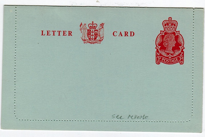 NEW ZEALAND - 1958 3d PS Letter card unused.  H&G 41.