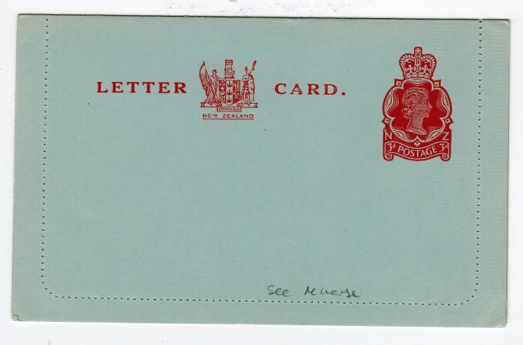 NEW ZEALAND - 1956 3d PS Letter Card unused.  H&G 40.