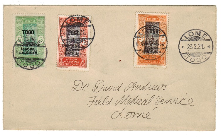 TOGO - 1921 cover addressed to the 