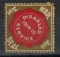 GREAT BRITAIN - 1914 1/2d DIABLED/SERVICE patriotic label unused.