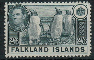 FALKLAND ISLANDS - 1938 2/6d slate unmounted mint.  SG 160.