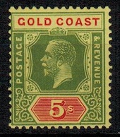 GOLD COAST - 1924 5/- green and red/yellow unmounted mint.  SG 98.