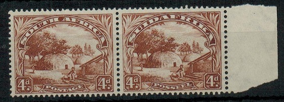 SOUTH AFRICA - 1936 4d brown unmounted mint pair.  SG 46c.