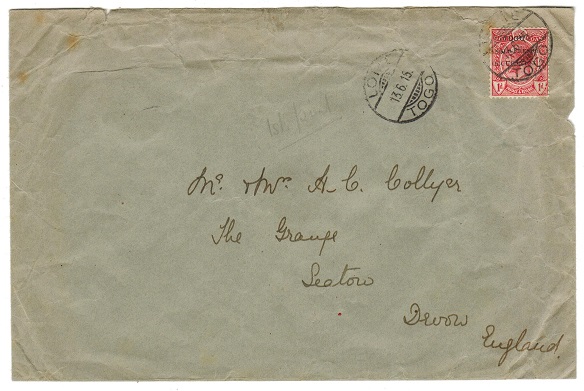 TOGO - 1915 1d rate cover to UK used at LOME.