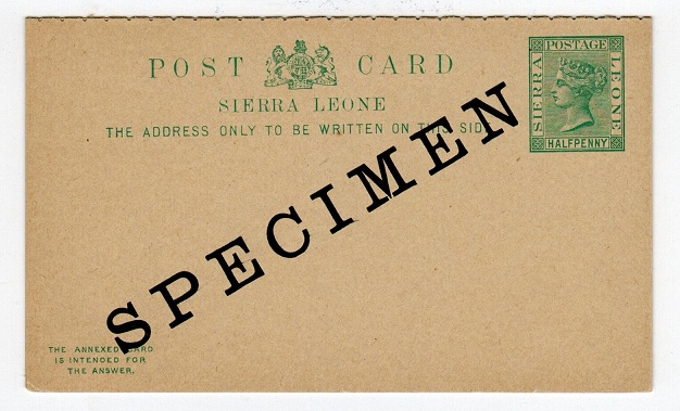 SIERRA LEONE - 1893 1/2d+1/2d PSRC SPECIMEN unused.  H&G 6.