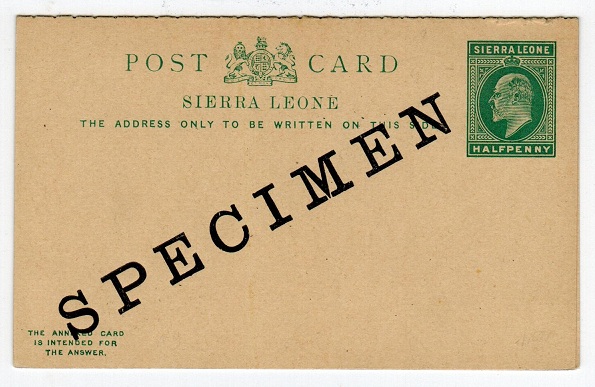 SIERRA LEONE - 1902 1/2d+1/2d PSRC SPECIMEN unused.  H&G 9.