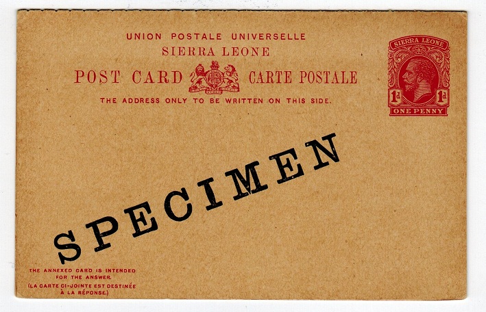 SIERRA LEONE - 1912 1d+1d PSRC SPECIMEN unused.  H&G 14.
