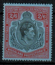 NYASALAND - 1938 2/6d black and red on blue mint.  SG 140.