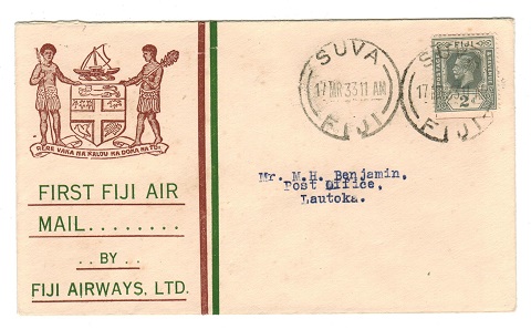 FIJI - 1933 first flight cover to Lautoka.