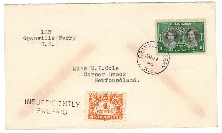 NEWFOUNDLAND - 1940 local underpaid cover with 4c 