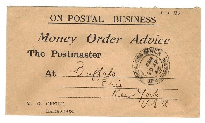 BARBADOS - 1946 ON POSTAL BUSINESS official envelope to USA used at CIRCULATION BRANCH.