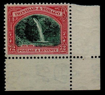 TRINIDAD AND TOBAGO - 1935 72c myrtle green and carmine unmounted mint.  SG 238.