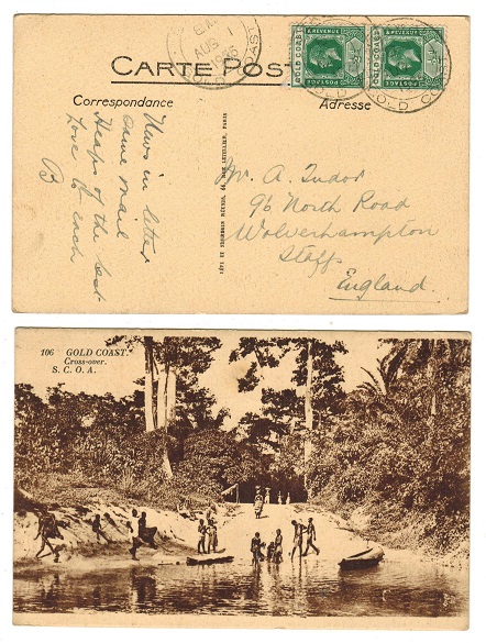 GOLD COAST - 1925 1d rate postcard to UK used at BEKWAI.