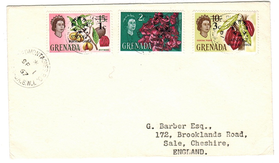 GRENADA - 1967 cover to UK used at PIEDMONTAGNES.