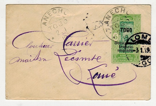 TOGO - 1917 5c PSE addressed locally used at ANECHO. H&G 1.