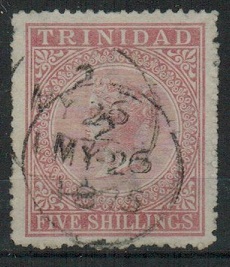 TRINIDAD AND TOBAGO - 1869 5/- with code