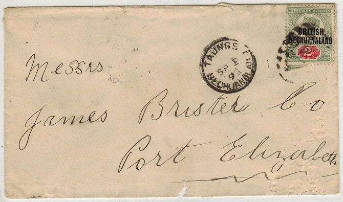 BECHUANALAND - 1895 2d rate cover used at TAUNGS.