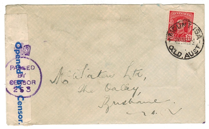 AUSTRALIA - 1944 censor cover used at MOUNT ISA.